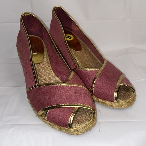 Lauren Ralph Lauren Cecilia slip on espadrille wedge sandal pink gold size 9 - Picture 10 of 13